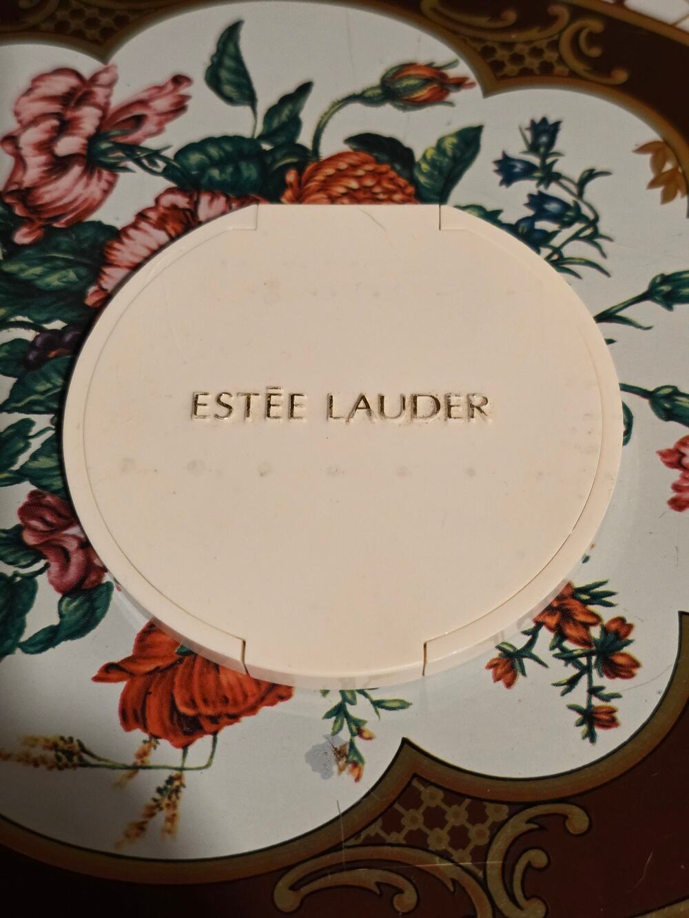 Vintage Estee Lauder Compact Mirror White Round Purse Vanity Mirror